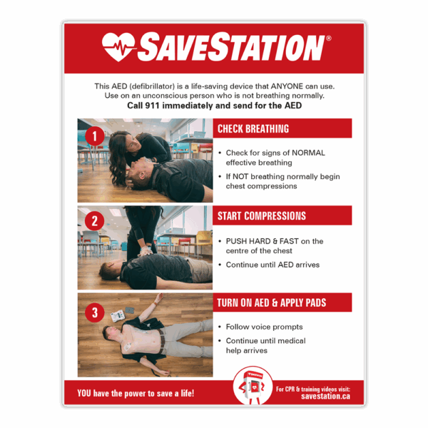 SaveStation Outdoor CPR/AED Instructional Wall Sign 55403